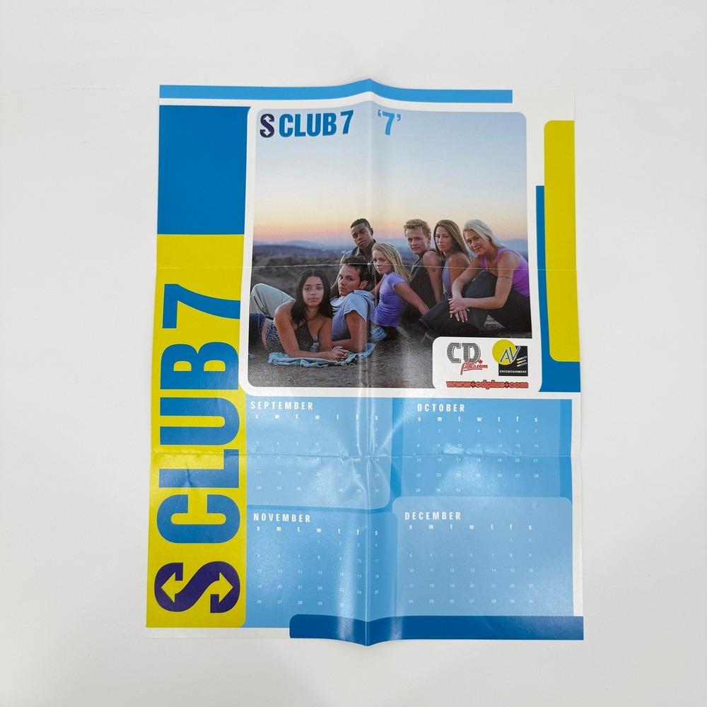 2002 S Club 7 CD Plus AV Entertainment Promo Calendar Poster Canada Vintage